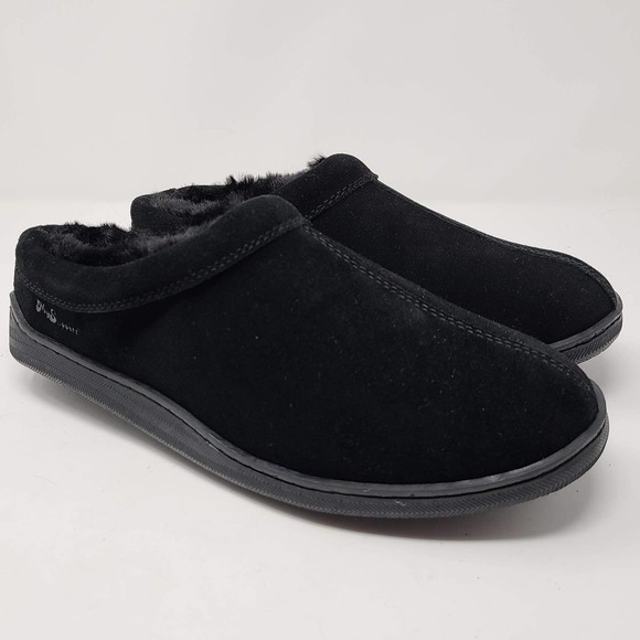 MYSLIPPERS Slip On Black Suede Faux‎ Fur Lining 74019-11  Men's Size 10 - Picture 1 of 14